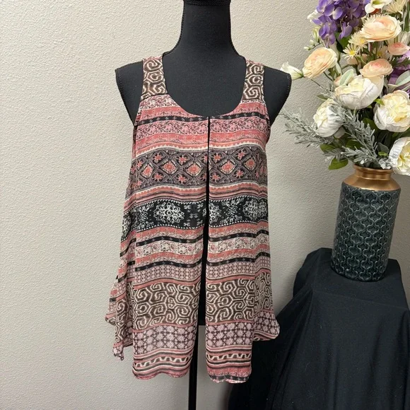 Wrangler Women’s Boho Patchwork Sleeveless Tunic Top Small Multicolor Summer - Picture 1 of 7